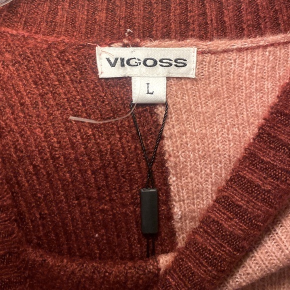 NWT Vigoss x Anthropologie Women’s Colorblock Sweater Red/Pink - Picture 7 of 9